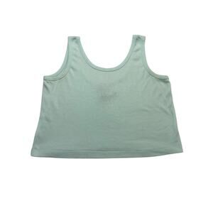 VTG 90s Organically Grown Cropped Tank Top size M Blue Green